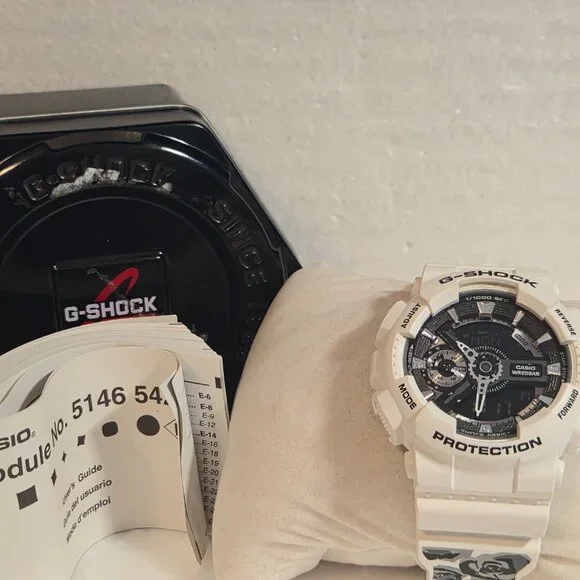 Casio G Shock White with Rose print on band
